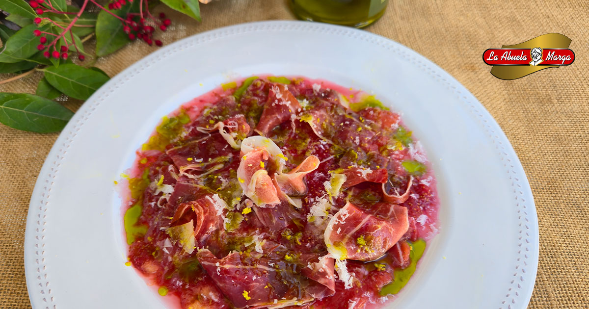 Carpaccio de higos con jamon y parmesano de la abuela marga